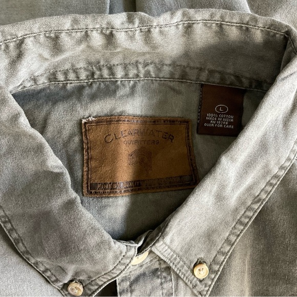 Clearwater Outfitters Mens Olive Khaki Green Long Sleeve Outdoorsman Casual Top - Picture 10 of 10